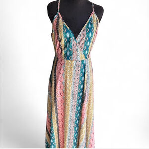 SHEIN Blue and Pink Embellished Maxi Sundress